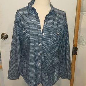 Blue And White Poka-dot Button Up